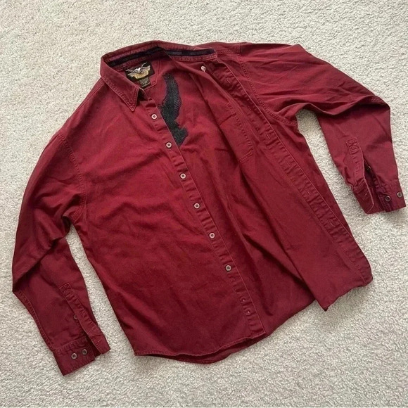 Harley-Davidson Shirt Long Sleeve Red Embroidered Logo Motorcycle Pocket Men L - Picture 14 of 14